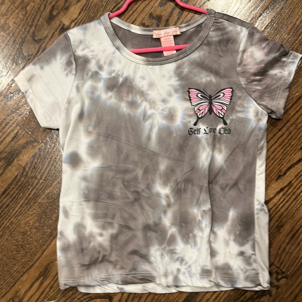 Lucky You Self Love Club Butterfly Graphic Short Sleeve Shirt